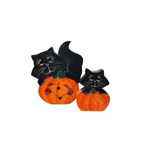 Vintage Halloween decor boutique store made black cat and pumpkin